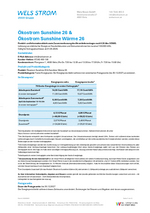Preisblatt Ökostrom Sunshine 26