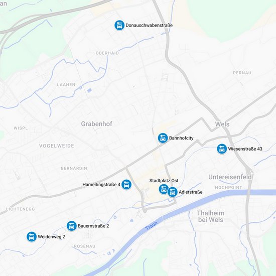 E-Carsharing Standorte in Wels