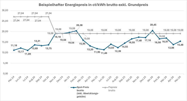 Entwicklung Energiepreis Spot-Tarif