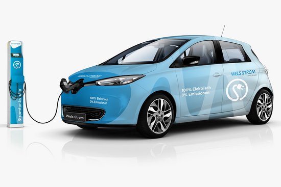 E-Carsharing Auto von Wels Strom
