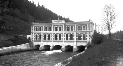 Kraftwerk mit der originalen Fassade von 1961 Kraftwerk mit der originalen Fassade von 1961